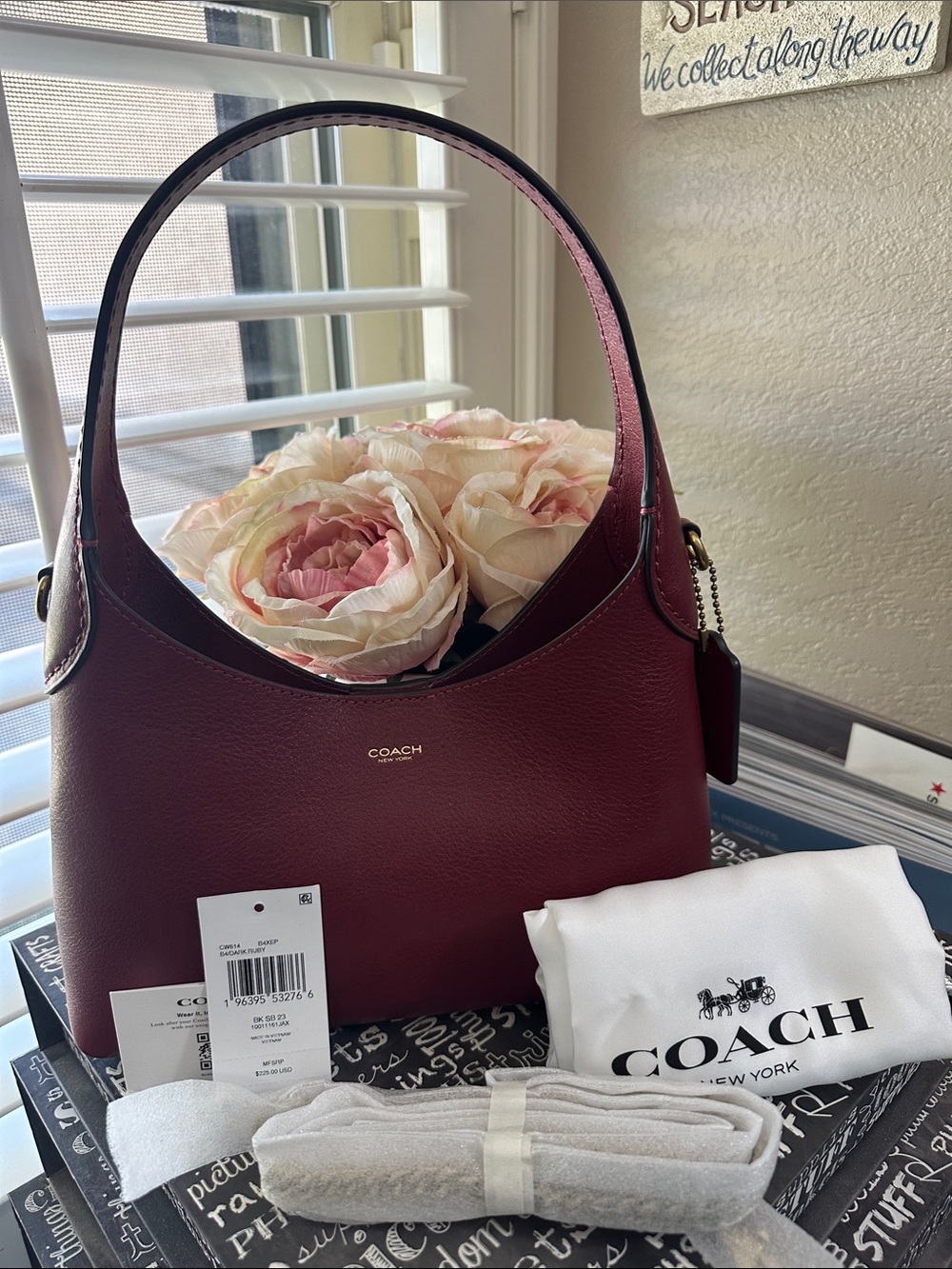 NWT Coach Brooklyn 23 in dark Ruby.